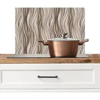 KitchenYeah Spatscherm keuken 60x40 cm - Kookplaat achterwand Golven - 3D - Crème - Muurbeschermer - Spatwand fornuis - Hoogwaardig aluminium