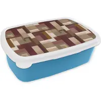 MuchoWow Broodtrommel Blauw - Lunchbox Modern - Geometrie - Kleurrijk - Brooddoos 18x12x6 cm - Brood lunch box - Broodtrommels voor kinderen en volwassenen