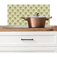 KitchenYeah Spatscherm keuken 60x30 cm - Kookplaat achterwand Klassiek - Waaier - Groen - Muurbeschermer - Spatwand fornuis - Hoogwaardig aluminium