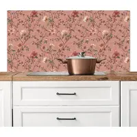KitchenYeah Spatscherm keuken 120x60 cm - Kookplaat achterwand Botanisch - Bloemen - Roze - Muurbeschermer - Spatwand fornuis - Hoogwaardig aluminium