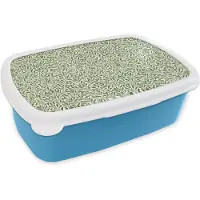 MuchoWow Broodtrommel Blauw - Lunchbox Botanisch - Takken - Groen - Brooddoos 18x12x6 cm - Brood lunch box - Broodtrommels voor kinderen en volwassenen