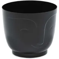 HowHomely Zoe Serie - Bloempot - Zwart - 16x18,5 cm - Decoratief Gezicht