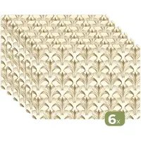 KitchenYeah Placemats - 6 stuks - 45x30 cm - Placemat kunststof - Ornament - Barok - Goud - Borden onderleggers - Decoratie voor op tafel - Keuken tafeldecoratie accessoires - Vinyl onderlegger - Tafelversiering
