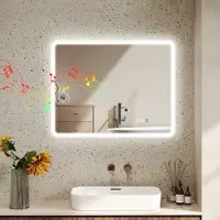 MODFU - Badkamerspiegel - Ledverlichting En Bluetooth - Anti-Condens - Modern - Gehard Glas - Zilver