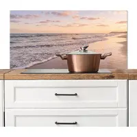 KitchenYeah Spatscherm keuken 100x50 cm - Kookplaat achterwand Strand - Branding - Wolken - Muurbeschermer - Spatwand fornuis - Hoogwaardig aluminium