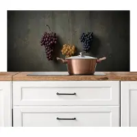 KitchenYeah Spatscherm keuken 120x60 cm - Kookplaat achterwand Druiven - Kleurrijk - Muur - Muurbeschermer - Spatwand fornuis - Hoogwaardig aluminium