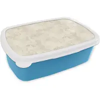 MuchoWow Broodtrommel Blauw - Lunchbox Patroon - Organisch - Beige - Brooddoos 18x12x6 cm - Brood lunch box - Broodtrommels voor kinderen en volwassenen