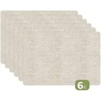 KitchenYeah Placemats - 6 stuks - 45x30 cm - Placemat kunststof - Linnen - Textuur - Beige - Borden onderleggers - Decoratie voor op tafel - Keuken tafeldecoratie accessoires - Vinyl onderlegger - Tafelversiering
