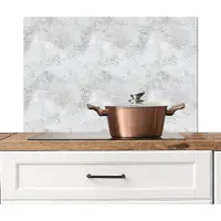 KitchenYeah Spatscherm keuken 90x60 cm - Kookplaat achterwand Lichtgrijs - Ruw - Subtiel - Muurbeschermer - Spatwand fornuis - Hoogwaardig aluminium
