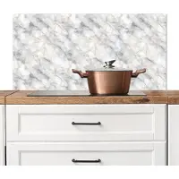 KitchenYeah Spatscherm keuken 100x50 cm - Kookplaat achterwand Grijs - Marmer print - Gedetailleerd - Muurbeschermer - Spatwand fornuis - Hoogwaardig aluminium