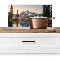 KitchenYeah Spatscherm keuken 60x30 cm - Kookplaat achterwand Bergen - Water - Bomen - Muurbeschermer - Spatwand fornuis - Hoogwaardig aluminium