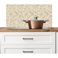 KitchenYeah Spatscherm keuken 90x45 cm - Kookplaat achterwand Abstract - Lijnen - Beige - Muurbeschermer - Spatwand fornuis - Hoogwaardig aluminium