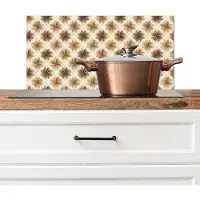 KitchenYeah Spatscherm keuken 70x30 cm - Kookplaat achterwand Geografisch - Patroon - Bruin - Muurbeschermer - Spatwand fornuis - Hoogwaardig aluminium