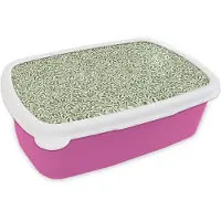 MuchoWow Broodtrommel Roze - Lunchbox Botanisch - Takken - Groen - Brooddoos 18x12x6 cm - Brood lunch box - Broodtrommels voor kinderen en volwassenen