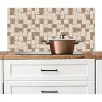 KitchenYeah Spatscherm keuken 100x50 cm - Kookplaat achterwand Blok - Patroon - Bruin - Muurbeschermer - Spatwand fornuis - Hoogwaardig aluminium