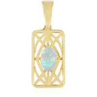 Cavill - 925 Sterling Zilveren hanger - Verguld - Welo-opaal 0 315 ct Ovaal - Geometrisch Modern Design - Luxe Dames Sieraad 22x8 mm