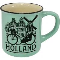 Typisch Hollands Mok - campmug - Holland Fiets - mint groen - - souvenir - Holland cadeau