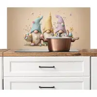 KitchenYeah Spatscherm keuken 100x50 cm - Kookplaat achterwand Kabouters - Pastelkleuren - Eieren - Bloemen - Muurbeschermer - Spatwand fornuis - Hoogwaardig aluminium