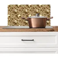 KitchenYeah Spatscherm keuken 60x30 cm - Kookplaat achterwand Druppels - Organisch - Goud - Muurbeschermer - Spatwand fornuis - Hoogwaardig aluminium