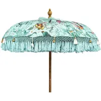 Van der leeden Parasol Bali Groen Met Vogels Ø 185cm