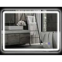 MODFU - Badkamerspiegel - Met Verlichting En Draadloze Muziekfunctie - Modern - Voor Badkamer - Glas - Zilver