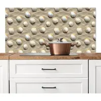 KitchenYeah Spatscherm keuken 120x60 cm - Kookplaat achterwand Schelpen - Zand - Maritiem - Muurbeschermer - Spatwand fornuis - Hoogwaardig aluminium