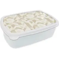 MuchoWow Broodtrommel Wit - Lunchbox Modern - Abstract - Beige - Brooddoos 18x12x6 cm - Brood lunch box - Broodtrommels voor kinderen en volwassenen
