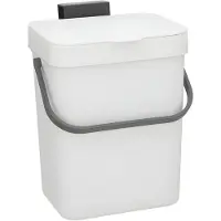 Gerimport GFT Prullenbakje - 23 cm - met klepdeksel - wit - 3 ltr - voor keukendeurtje
