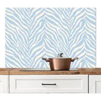 KitchenYeah Spatscherm keuken 120x80 cm - Kookplaat achterwand Zebra - Motief - Blauw - Wit - Muurbeschermer - Spatwand fornuis - Hoogwaardig aluminium