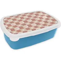 MuchoWow Broodtrommel Blauw - Lunchbox Retro - Klassiek - Roze - Brooddoos 18x12x6 cm - Brood lunch box - Broodtrommels voor kinderen en volwassenen