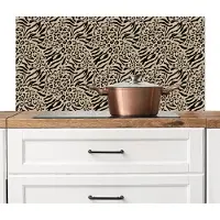 KitchenYeah Spatscherm keuken 100x50 cm - Kookplaat achterwand Giraf - Zebra - Motief - Bruin - Muurbeschermer - Spatwand fornuis - Hoogwaardig aluminium