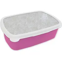 MuchoWow Broodtrommel Roze - Lunchbox Oppervlakte - Textuur - Grijs - Brooddoos 18x12x6 cm - Brood lunch box - Broodtrommels voor kinderen en volwassenen