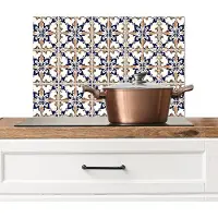 KitchenYeah Spatscherm keuken 60x40 cm - Kookplaat achterwand Klassiek - Patroon - Kleurrijk - Muurbeschermer - Spatwand fornuis - Hoogwaardig aluminium