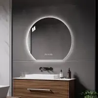 MODFU - Ronde Badkamerspiegel Met Verlichting - Anti-Condens En Dimbaar - Moderne Wandmontage - Glas En Metaal - Zilver
