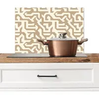 KitchenYeah Spatscherm keuken 60x40 cm - Kookplaat achterwand Modern - Abstract - Beige - Muurbeschermer - Spatwand fornuis - Hoogwaardig aluminium