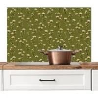 KitchenYeah Spatscherm keuken 100x65 cm - Kookplaat achterwand Landelijk - Bloemen - Groen - Muurbeschermer - Spatwand fornuis - Hoogwaardig aluminium