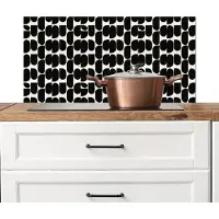 KitchenYeah Spatscherm keuken 90x45 cm - Kookplaat achterwand Modern - Patroon - Zwart - Muurbeschermer - Spatwand fornuis - Hoogwaardig aluminium
