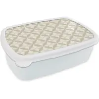 MuchoWow Broodtrommel Wit - Lunchbox Patroon - Klassiek - Beige - Brooddoos 18x12x6 cm - Brood lunch box - Broodtrommels voor kinderen en volwassenen