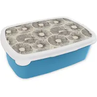 MuchoWow Broodtrommel Blauw - Lunchbox Cirkels - Patroon - Zwart - Brooddoos 18x12x6 cm - Brood lunch box - Broodtrommels voor kinderen en volwassenen