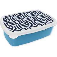 MuchoWow Broodtrommel Blauw - Lunchbox Abstract - Modern - Blauw - Brooddoos 18x12x6 cm - Brood lunch box - Broodtrommels voor kinderen en volwassenen