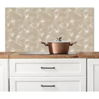 KitchenYeah Spatscherm keuken 120x60 cm - Kookplaat achterwand Organisch - Textuur - Beige - Muurbeschermer - Spatwand fornuis - Hoogwaardig aluminium