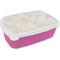 MuchoWow Broodtrommel Roze - Lunchbox Subtiel - Structuur - Beige - Brooddoos 18x12x6 cm - Brood lunch box - Broodtrommels voor kinderen en volwassenen