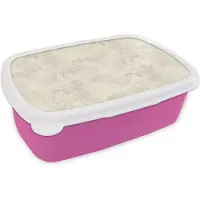 MuchoWow Broodtrommel Roze - Lunchbox Patroon - Organisch - Beige - Brooddoos 18x12x6 cm - Brood lunch box - Broodtrommels voor kinderen en volwassenen