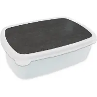 MuchoWow Broodtrommel Wit - Lunchbox Donkergrijs - Asfaltstructuur - Ruw - Brooddoos 18x12x6 cm - Brood lunch box - Broodtrommels voor kinderen en volwassenen