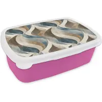 MuchoWow Broodtrommel Roze - Lunchbox Abstract - Golven - Kleurrijk - Brooddoos 18x12x6 cm - Brood lunch box - Broodtrommels voor kinderen en volwassenen