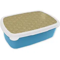 MuchoWow Broodtrommel Blauw - Lunchbox Waaier - Geometrisch - Groen - Brooddoos 18x12x6 cm - Brood lunch box - Broodtrommels voor kinderen en volwassenen