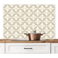 KitchenYeah Spatscherm keuken 120x80 cm - Kookplaat achterwand Patroon - Klassiek - Beige - Muurbeschermer - Spatwand fornuis - Hoogwaardig aluminium