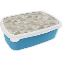 MuchoWow Broodtrommel Blauw - Lunchbox Mozaïek - Stenen - Beige - Brooddoos 18x12x6 cm - Brood lunch box - Broodtrommels voor kinderen en volwassenen