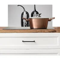 KitchenYeah Spatscherm keuken 70x30 cm - Kookplaat achterwand Pepers - Zwart - Wit - Zaadlijsten - Muurbeschermer - Spatwand fornuis - Hoogwaardig aluminium