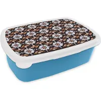 MuchoWow Broodtrommel Blauw - Lunchbox traditioneel - Element - Kleurrijk - Brooddoos 18x12x6 cm - Brood lunch box - Broodtrommels voor kinderen en volwassenen
